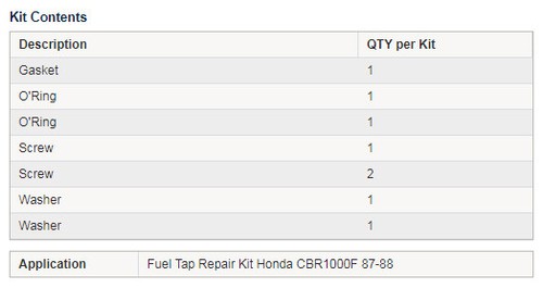 Honda CBR1000F 1987-1988 Fuel Tap Repair Kit, All Balls 60-1224 - Bild 2 von 3