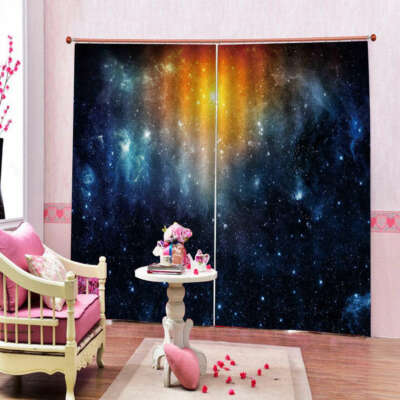 Stars Twinkled Moon 3D Curtain Blockout Photo Printing Curtains Drape Fabric