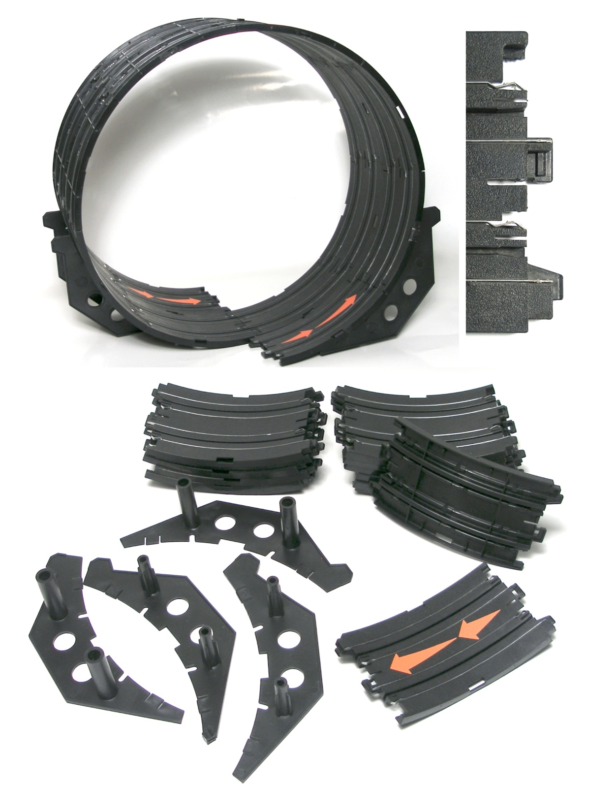 18pc TOMY Aurora AFX HO Slot Car DoUbLe LOOP TRANSITION TRACKS +SUPPORTS Unused