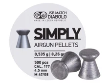 JSB Match 500 Count SIMPLY Wadcutter 4.5mm .177 Caliber 8.26gr Airgun Pellets