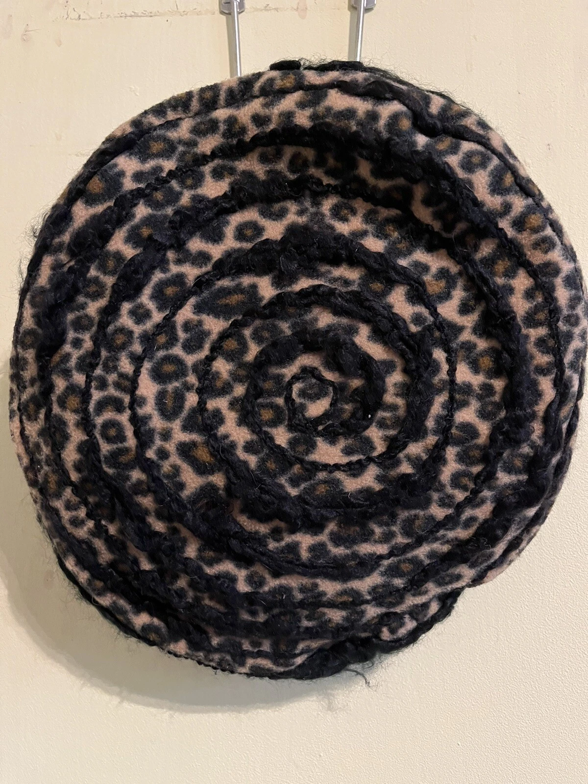 Designer Leopard Print Spiral Design Beret Hat Lined Soft Fleece NEW