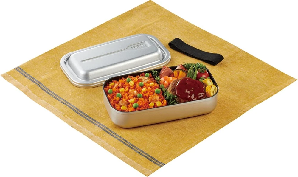 Thermoss Bento Box Aluminum Fresh Lunch Box Inside Fluorine Coating 800ml Silver
