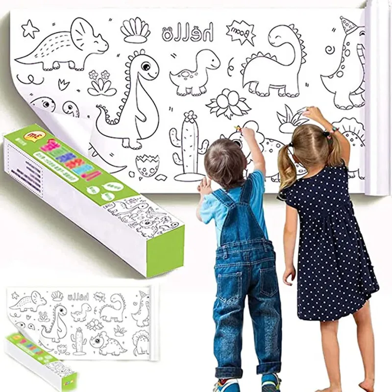 Children's Drawing Roll, 118 *11.8 Inch DIY Painting Sticky Color
