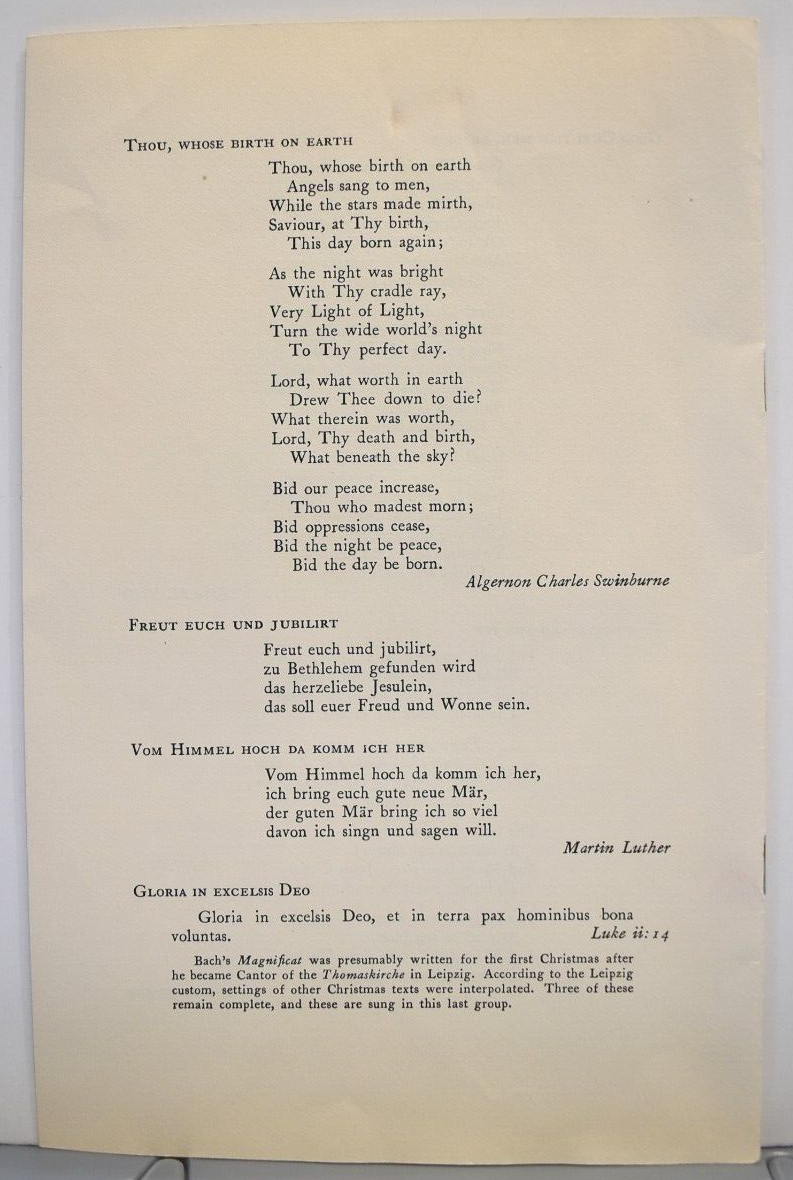 Vintage 1942 Christmas Music Vassar College Choir Williams Glee Club ...