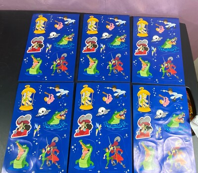 Peter Pan Captain Hook Tinker Bell Stickers 6 Sheets 48 Stickers Vintage