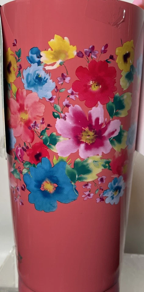 Vaso aislante de acero inoxidable rosa Maverick Breezy de 20 oz The Pioneer Woman Foto 2 de 4