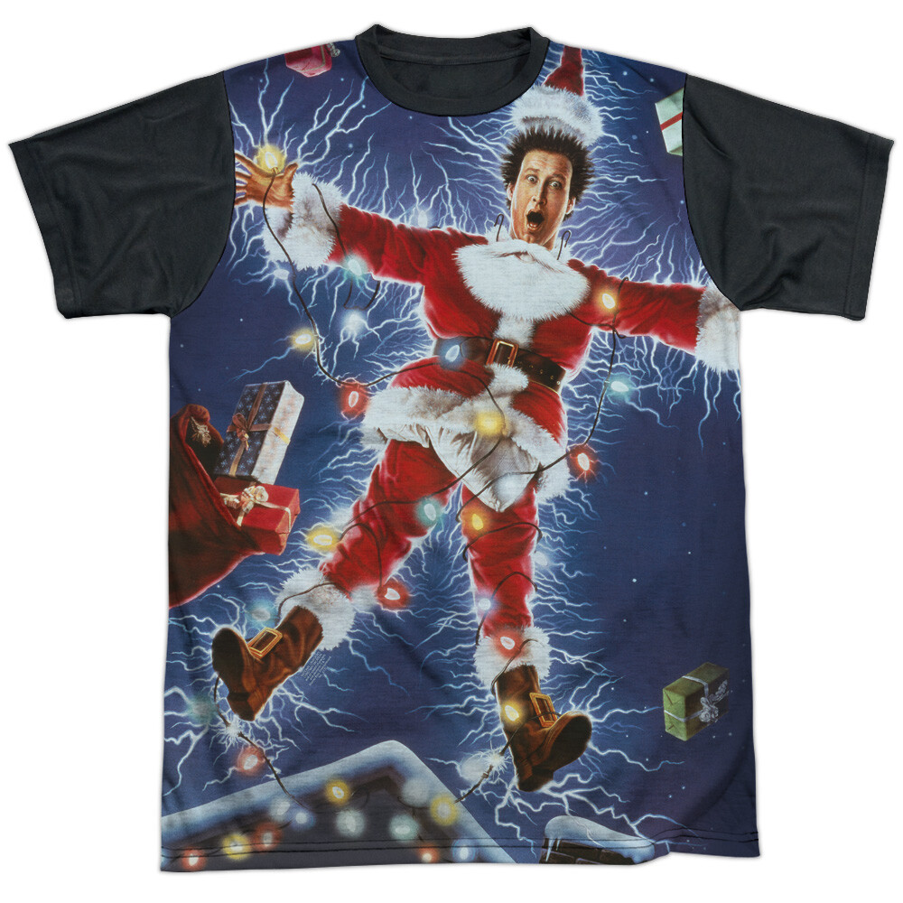Christmas Vacation Electrified Adult Costume T Shirt (Black Back), S-3XL