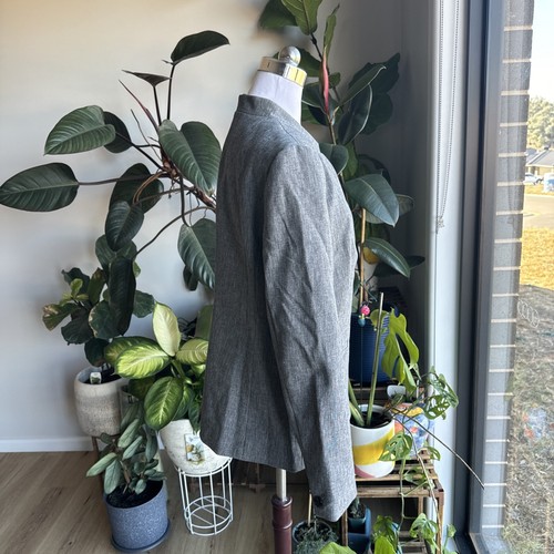 Banana Republic Long And Lean Blazer One Button Grey Linen Look Size 10 NWOT - Picture 6 of 14