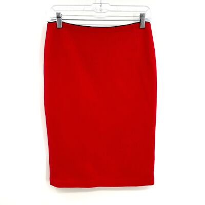 LAFAYETTE 148 Red 100% Virgin Wool Pleated Back Zip Pencil Skirt