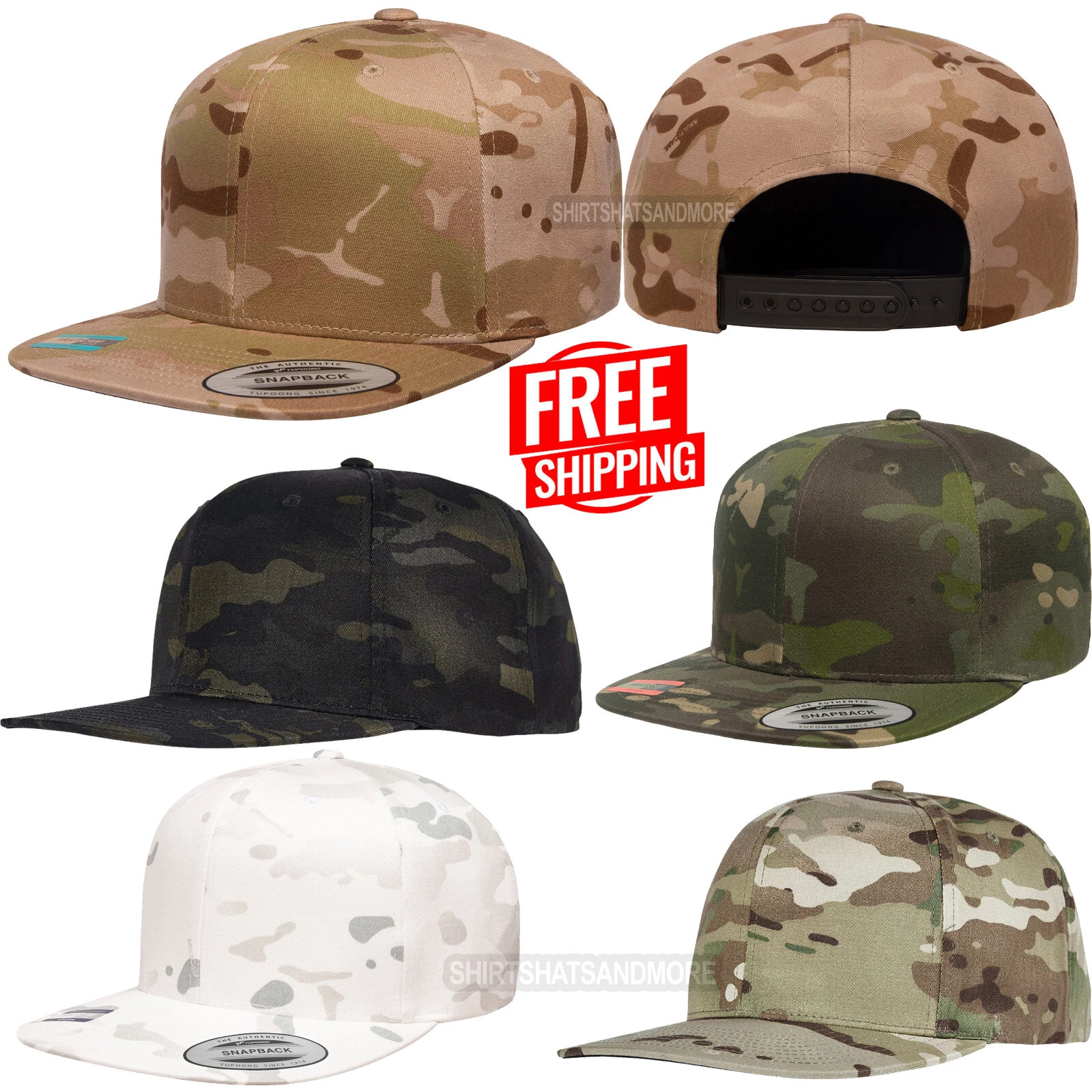Yupoong Multicam Camo Snapback Hat Black Undervisor Baseball Cap NEW!
