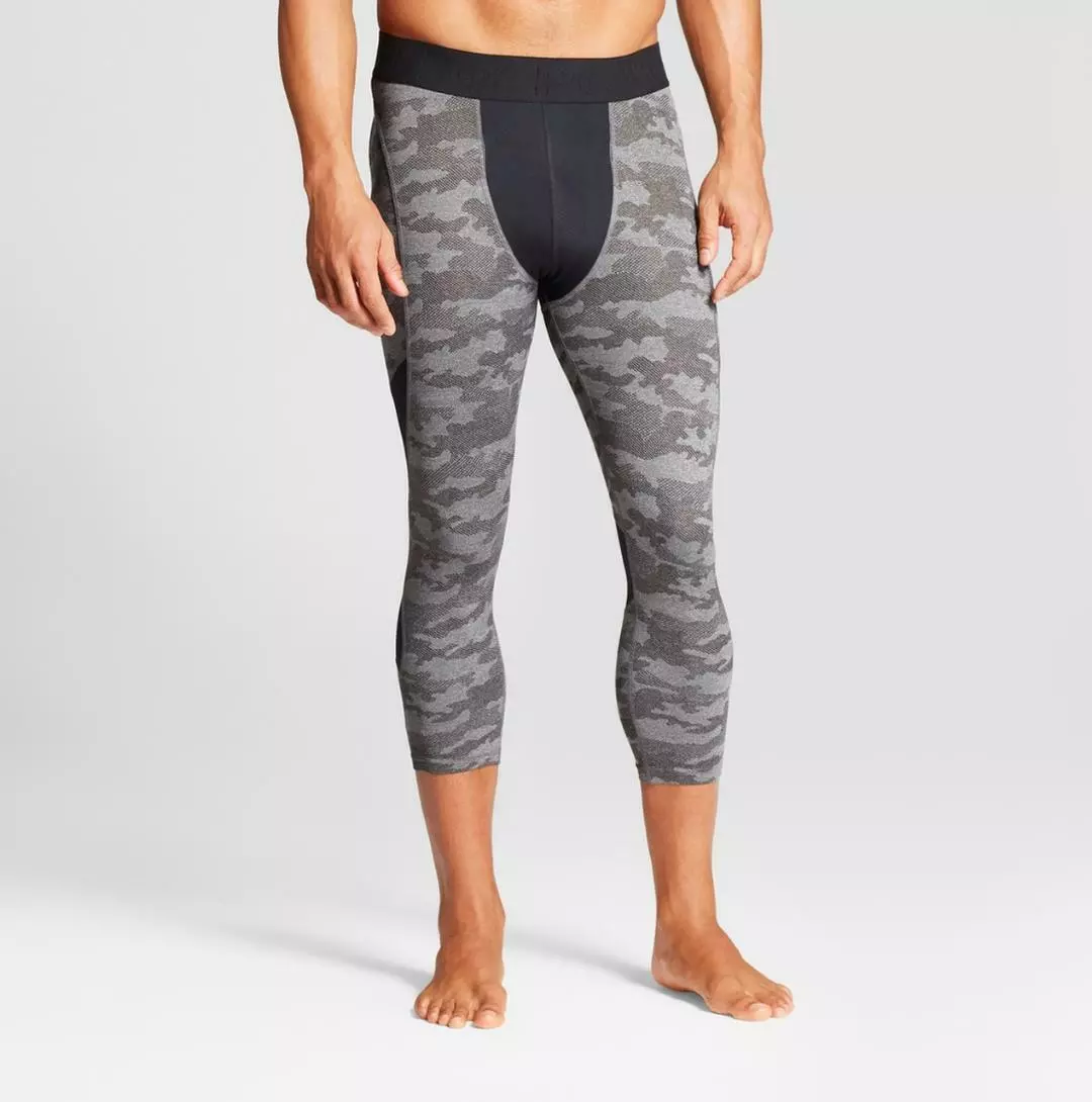 Men's Camo Print Cropped Compression Tight Leggings - C9 Champion (Black  Heather