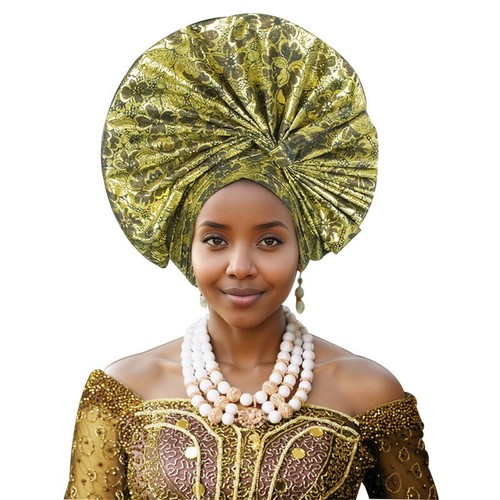 Gorra musulmana africana mujer nigeriana boda fiesta envoltura sombrero gele automático corbata - Imagen 15 de 40