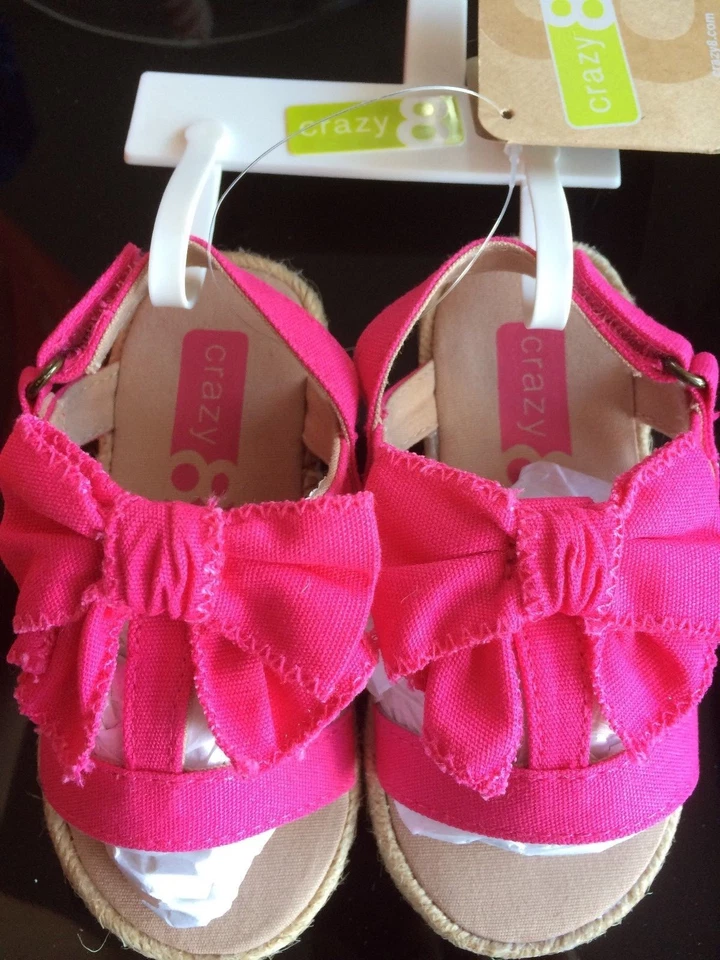 Zapatos planos CRAZY 8 niñas fucsia o neón melocotón moño talla 6 y 8  Foto 2 de 4
