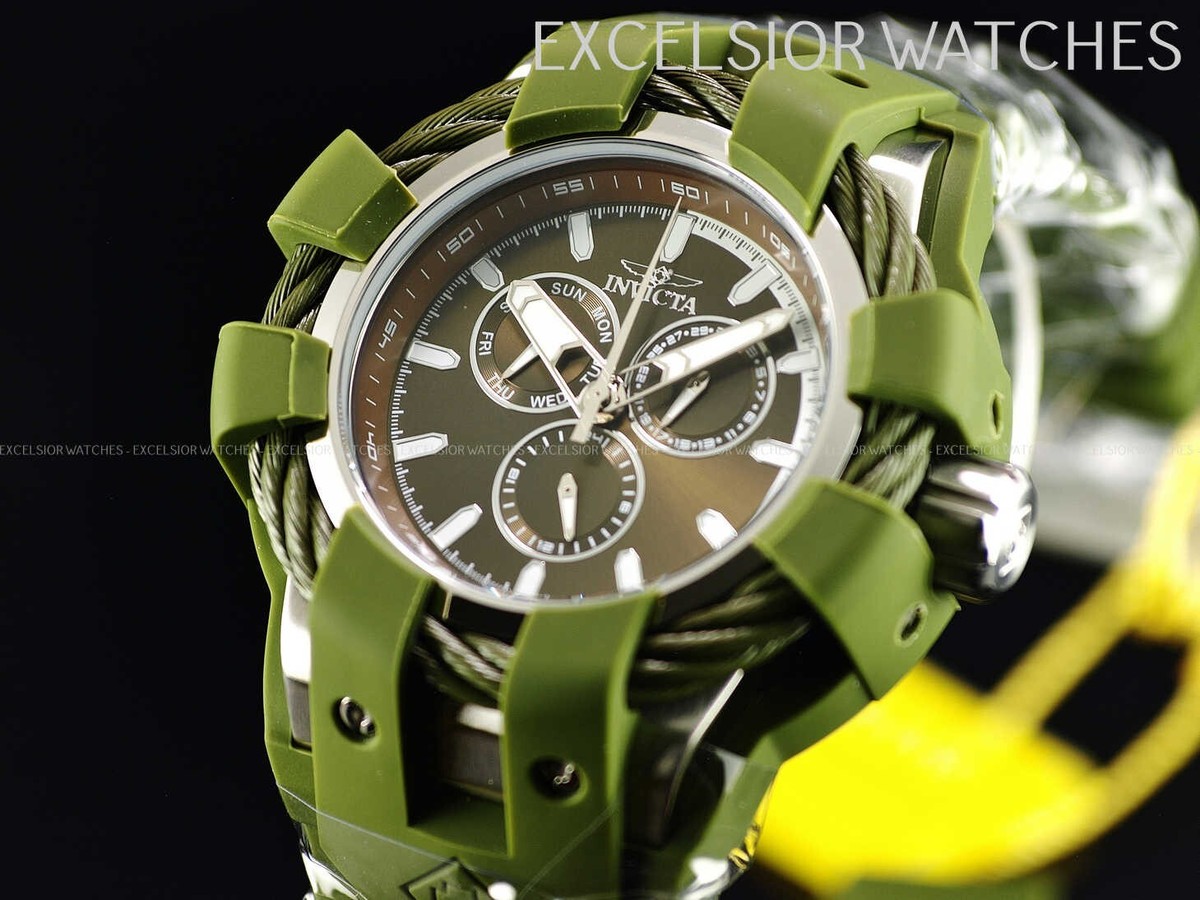 Invicta Men 50mm BOLT Shock Multifunction Quartz GREEN DIAL