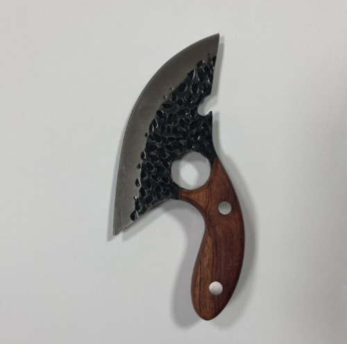 Coltello Chef Curvo Acciaio Inox | Coltello Utilità Cucina Fatto a Mano | Manico Legno - Foto 5 di 5