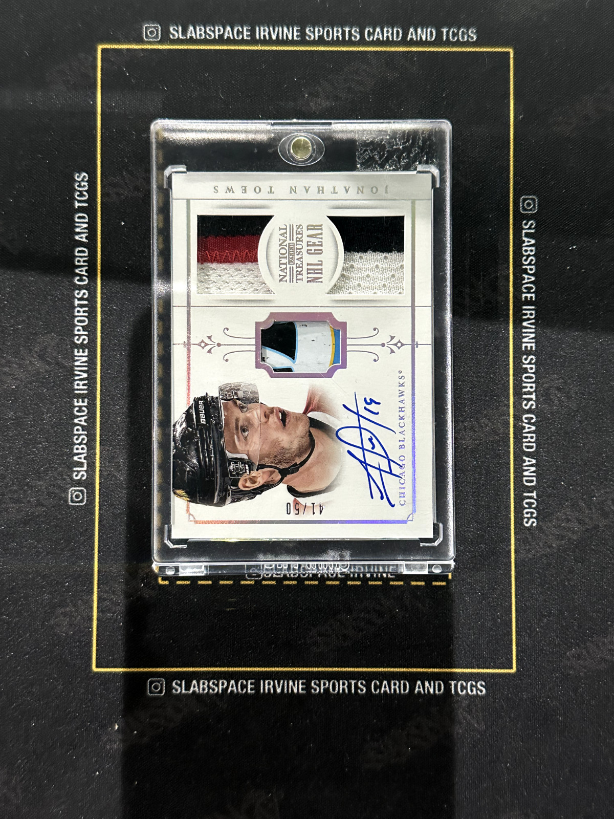2013 NATIONAL TREASURES HOCKEY JONATHAN TOEWS AUTO NHL PATCH AUTO /50