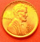 1951-P Lincoln Wheat Cent Penny GEM RED BU From an Original Bank Roll