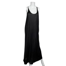 Vintage Black Sleeveless Nightgown Midi Dress Sheer Lightweight Womens Neutral