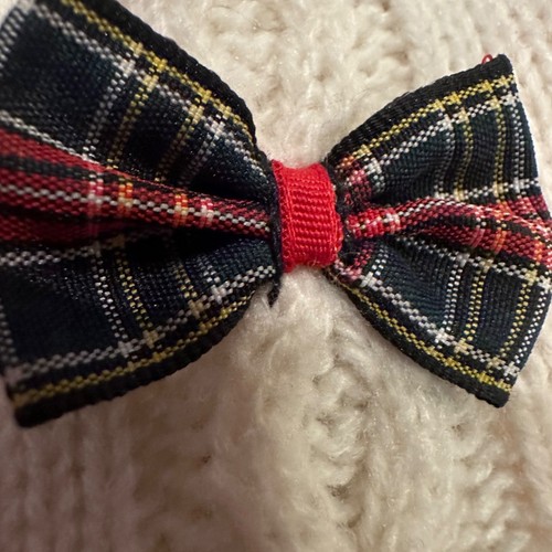 JANIE AND JACK GIRL CREAM SWEATER WITH RED GREEN PLAID BOWS 2T - Picture 8 of 8