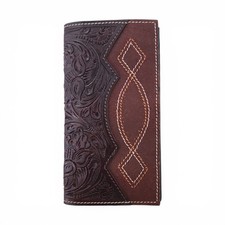 Western Tooled Leather Rodeo Wallet Rich Mahogany Floral HEW-172R Sample New
