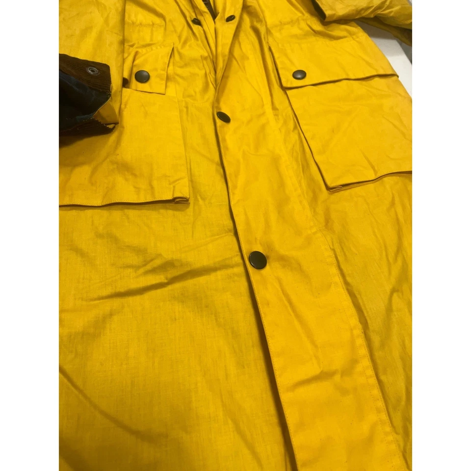 Chaqueta impermeable Sanyo amarilla con capucha y forro a cuadros hecha en Japón XL Foto 2 de 4