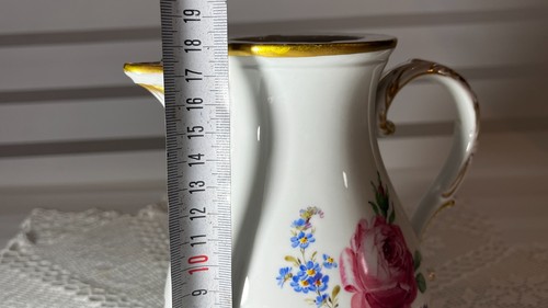 Meißen Porzellan 1.Wahl Kanne 1900er Rose Vergoldung Handmalerei ca 23 cm hoch - Bild 13 von 17