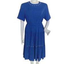 Vintage Skirt Set, M, Studded Top  Skirt, Blue, CAREFREE FASHIONS, Washable