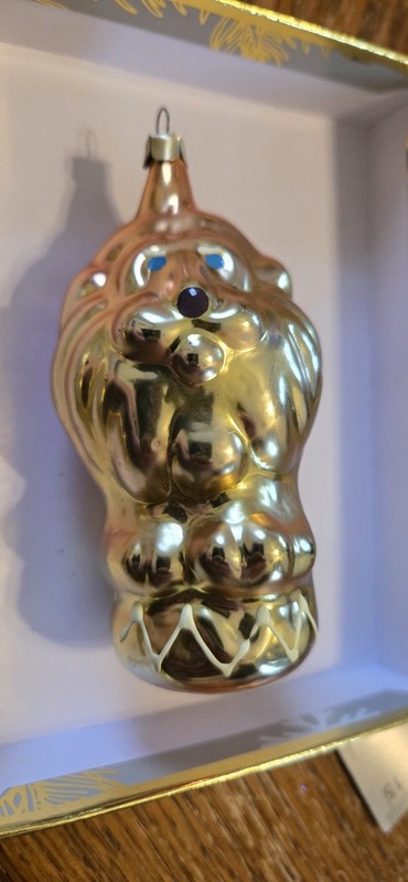 Vintage Figural Mercury Glass Gold Golden CIRCUS LION Christmas Ornament 3.5"