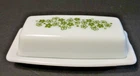 VINTAGE Pyrex Milk Glass Green Spring Blossom Crazy Daisy Butter Dish & Lid 72-B