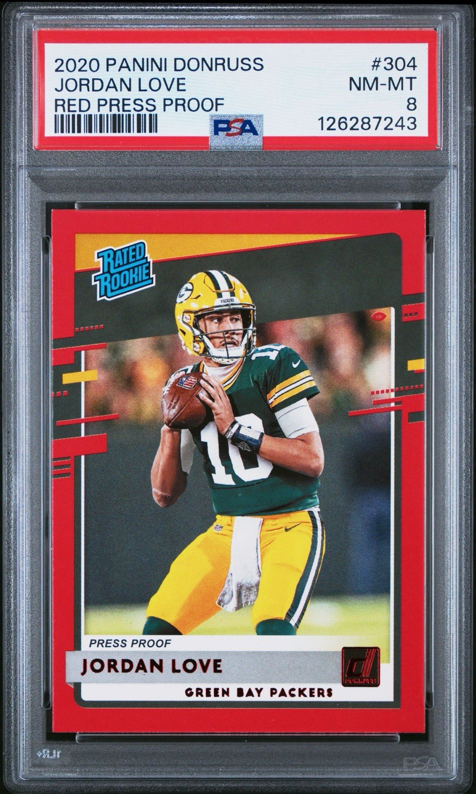 2020 Panini Donruss #304 Jordan Love Red Press Proof PSA 8