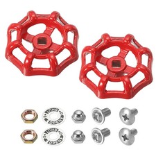 2Pcs Outside Faucet Handle Square Stem Hole 6x6mm Cast Steel Wheel Handle Red