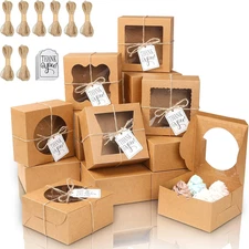 65PCS Bakery Boxes with Window 6x6x3 Inches 5 Cookie Boxes Small Pastry Boxes...