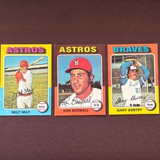 Topps 1975 MLB MINI CARDS (3) Astros Braves Milt May Ken Boswell Gary Gentry
