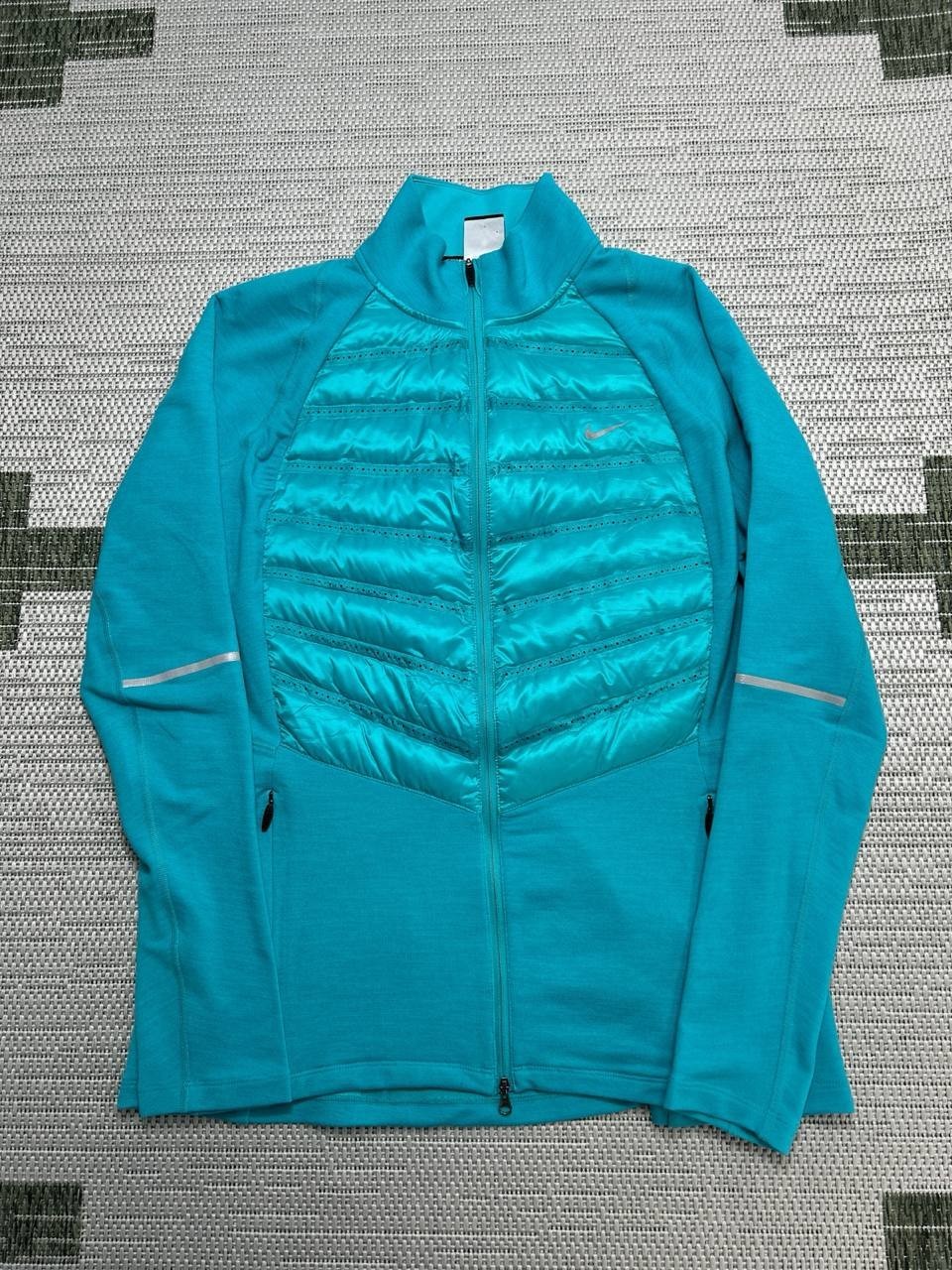 Nike Aeroloft 800 Hybrid Jacket Women XL Blue Stretch Insulated Full Zip Running