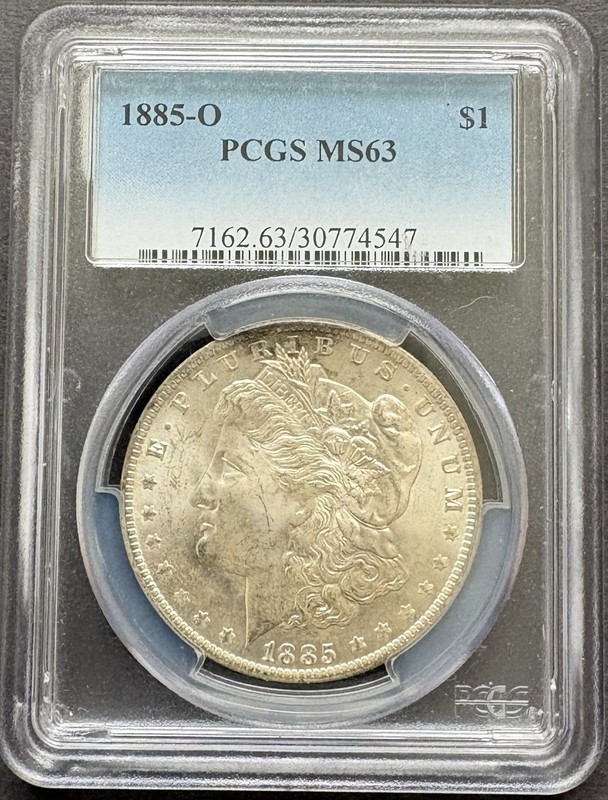 1885 O Morgan Silver Dollar $1 PCGS MS63