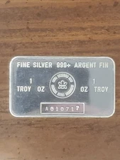 Silver One Ounce Bar Royal Canadian Mint 1oz .999 Fine Argent Fin RCM #A010717