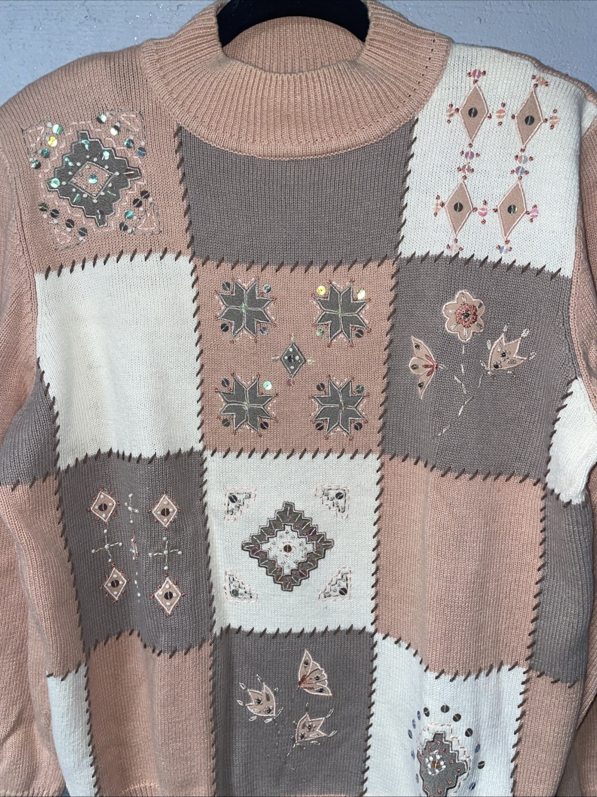 Alfred Dunner L Patchwork Pullover Mock Neck Swea… - image 7