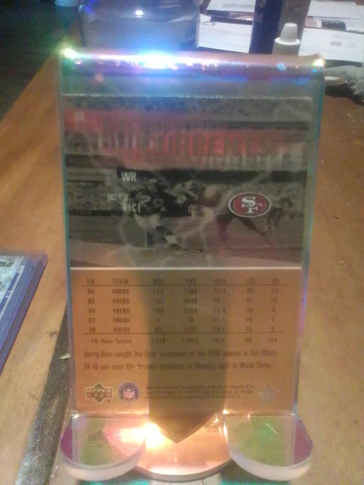 1999 Upper Deck Encore Jerry Rice Electric Currents Insert Card - Image 2 of 2