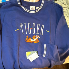 Disney Winnie the Pooh Blue Tigger Graphic Print Crew Neck Sweatshirt XXL