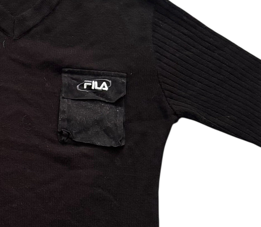 Mens Vintage Fila Jumper 90s Black Military Casuals Terraces Retro Medium 40" image 3
