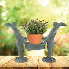SPI Home Cast Aluminum Bunny Gardeners Plant Pot Holder 15.5 Inches High