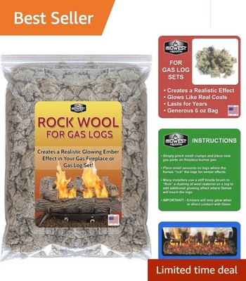 Glowing Embers Effect Rock Wool - 6 oz for Gas Logs & Fireplaces, Asbestos-Free