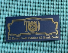 22 Karat Gold Edition $2 Bill Bank Note - U.S. Legal Tender Currency