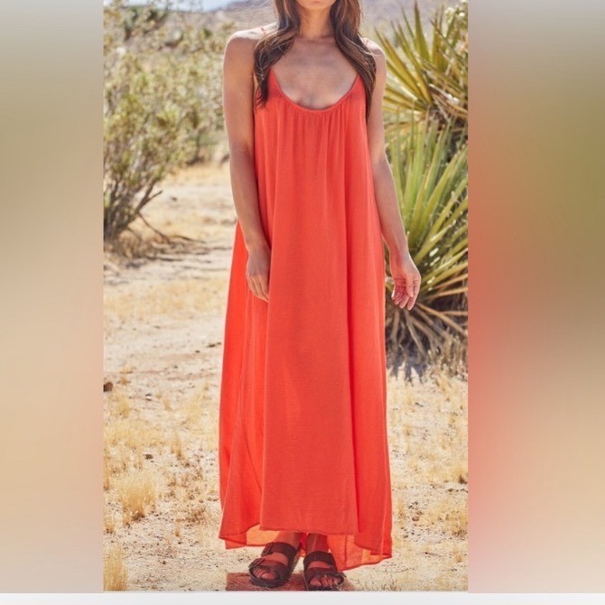 Universal Thread solid boho Coral Maxi Dress cott… - image 4