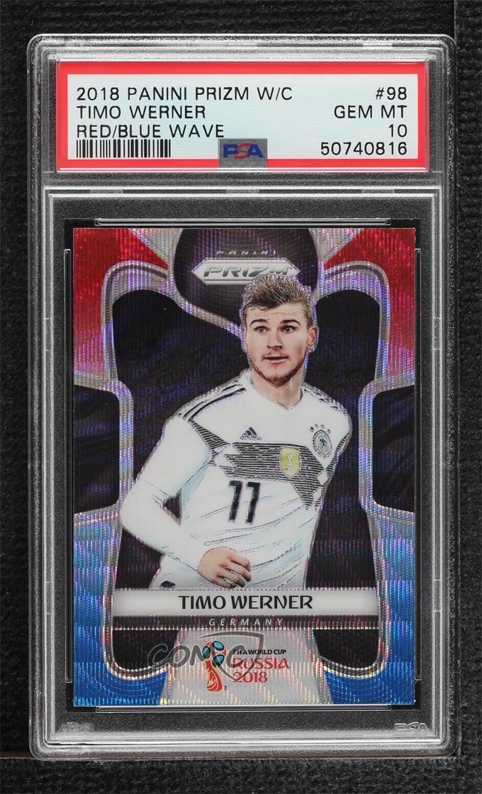 2018 Panini Prizm World Cup Red & Blue Wave Timo Werner #98 PSA 10 GEM MT 00e8