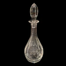Vintage Heavy Hand Cut Crystal Glass Decanter W/Stopper Liquor 13”