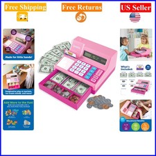 Pink Pretend Play Calculator Cash Register Set for Kids, 73 Pieces, Math  Mo...