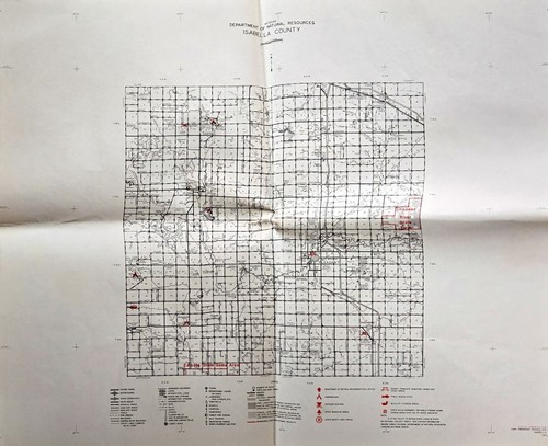 Vtg 1977 Isabella County Michigan Dept Of Natural Resources Map 14"X17"