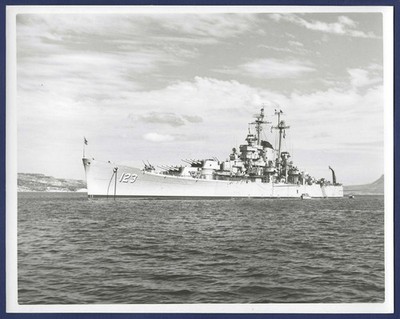 USS ALBANY CA-123 Heavy Cruiser in Souda Bay, Crete 8 x 10 Official USN Photo