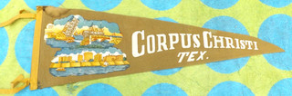 VINTAGE 1930s 1940s CORPUS CHRISTI TEXAS PENNANT BASCULE BRIDGE Banner 24"